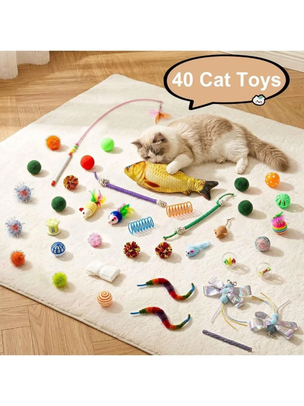 Cozy Cat Tunnel Bed with 40 Interactive Toys | Collapsible Play Tube for Kittens